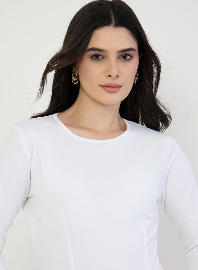 Styli Women White Long Sleeve Mermaid Hem Maxi Dress - Image 4